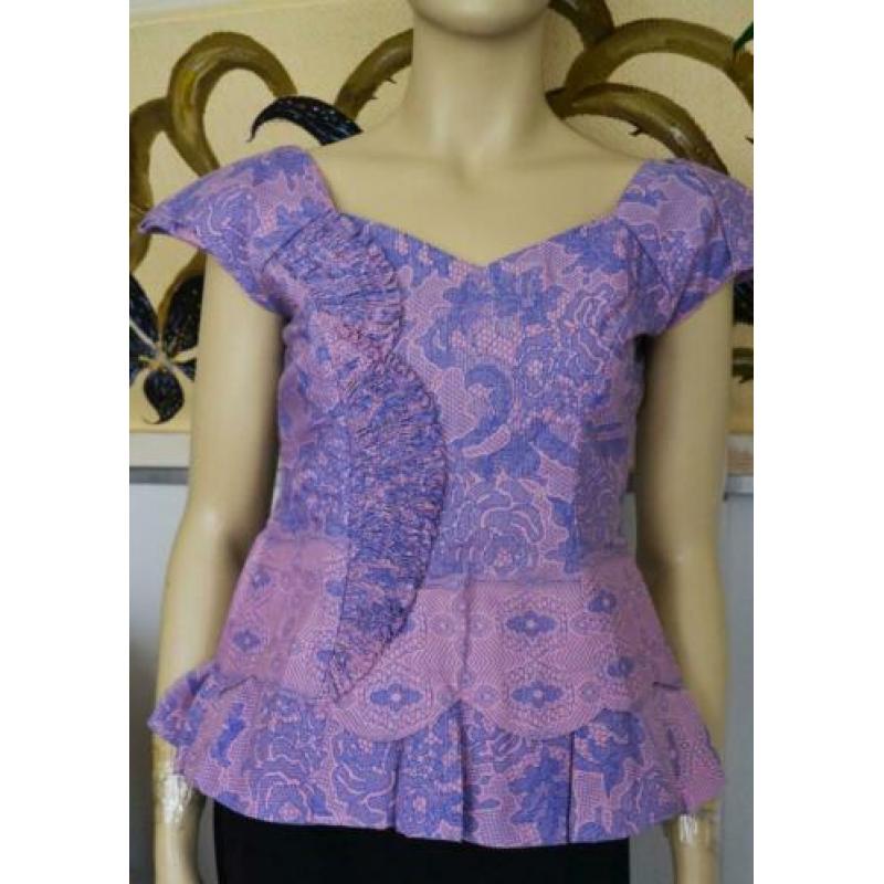 Prachtig handgemaakt topje roze paars designer S-M
