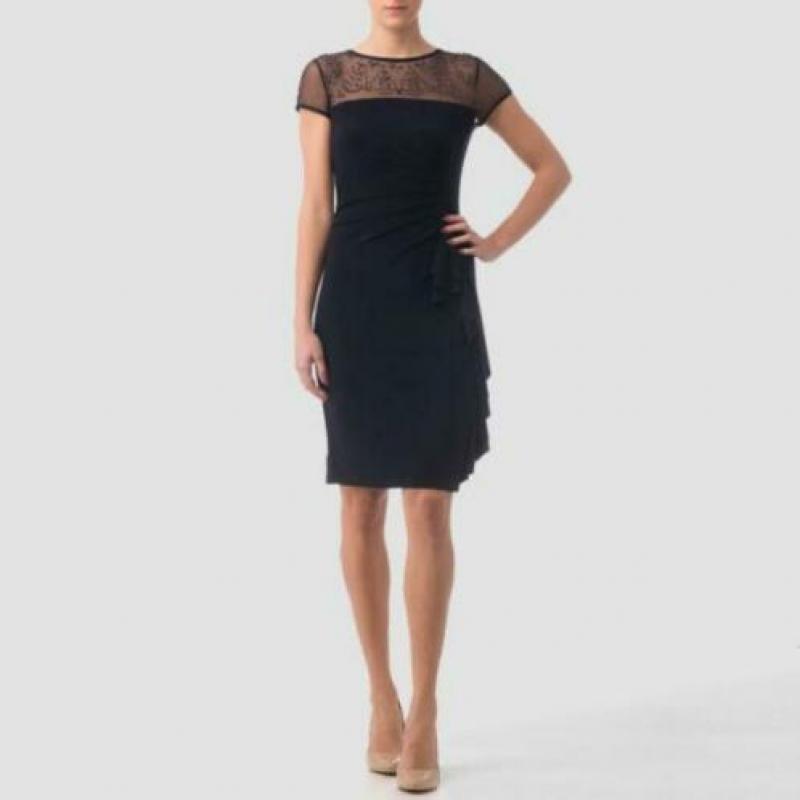 Joseph Ribkoff elegante jurk donkerblauw mooie accenten 38