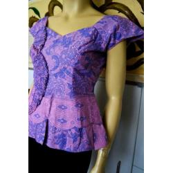 Prachtig handgemaakt topje roze paars designer S-M