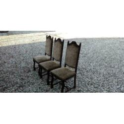 413, 3 antiek eiken stoelen te koop
