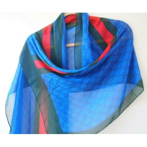 Gucci sjaal - 100% zijde - Blauw,rood,groen - Afm.157x52cm