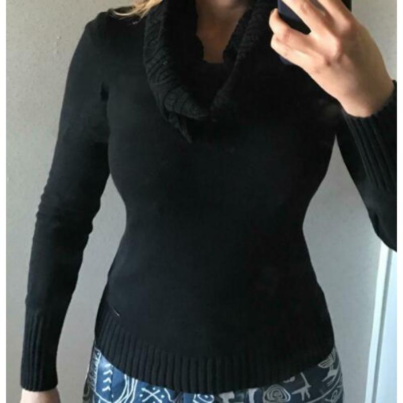 Zwarte Esprit trui pullover met mooie sjaalkraag maat S