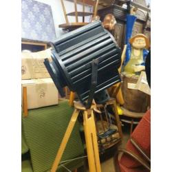 Tripod lampen, theater lamp op voet theater spot vintage