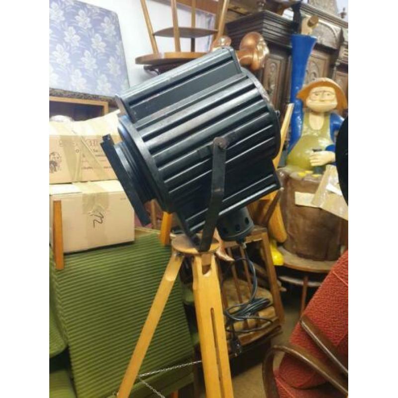 Tripod lampen, theater lamp op voet theater spot vintage