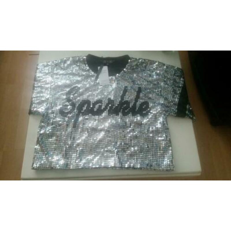 Gloednieuwe Bling Bling Top zilverkleurig!