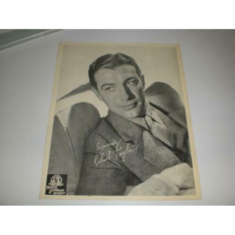 Fotokaart acteur Robert Taylor feestelijke intocht A'dam1936