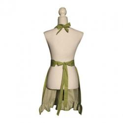 Vrouwelijk groen vintage keukenschort met stipjes (schort).