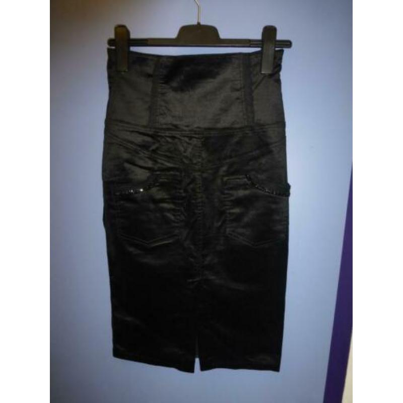 Blugirls Folies highwaist velours zwarte koker rok XS 30819