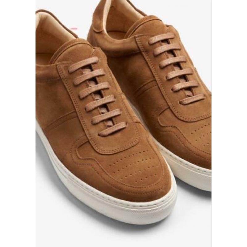 Luxe, stijlvolle kalfslederen sneakers, camelkleur, maat 43