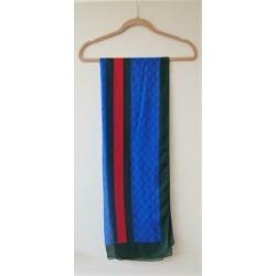 Gucci sjaal - 100% zijde - Blauw,rood,groen - Afm.157x52cm