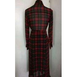 Seven Sisters lange jurk rood/zwart geblokt mt S/M 36/38