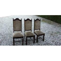 413, 3 antiek eiken stoelen te koop