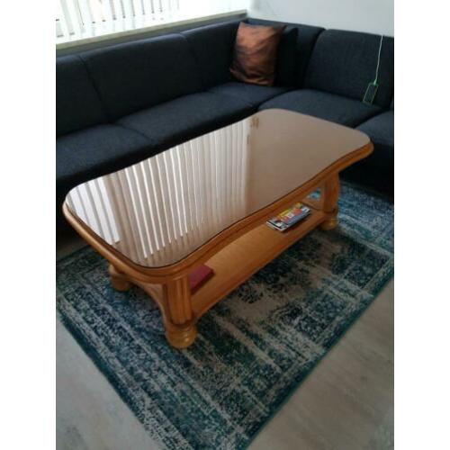 Salontafel Eikenhout met rookglas