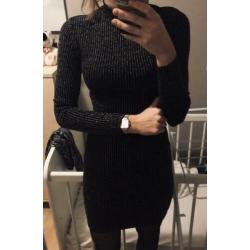 H&M zwarte glitter jurk maat XS
