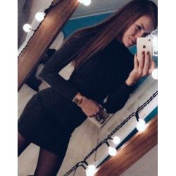 H&M zwarte glitter jurk maat XS