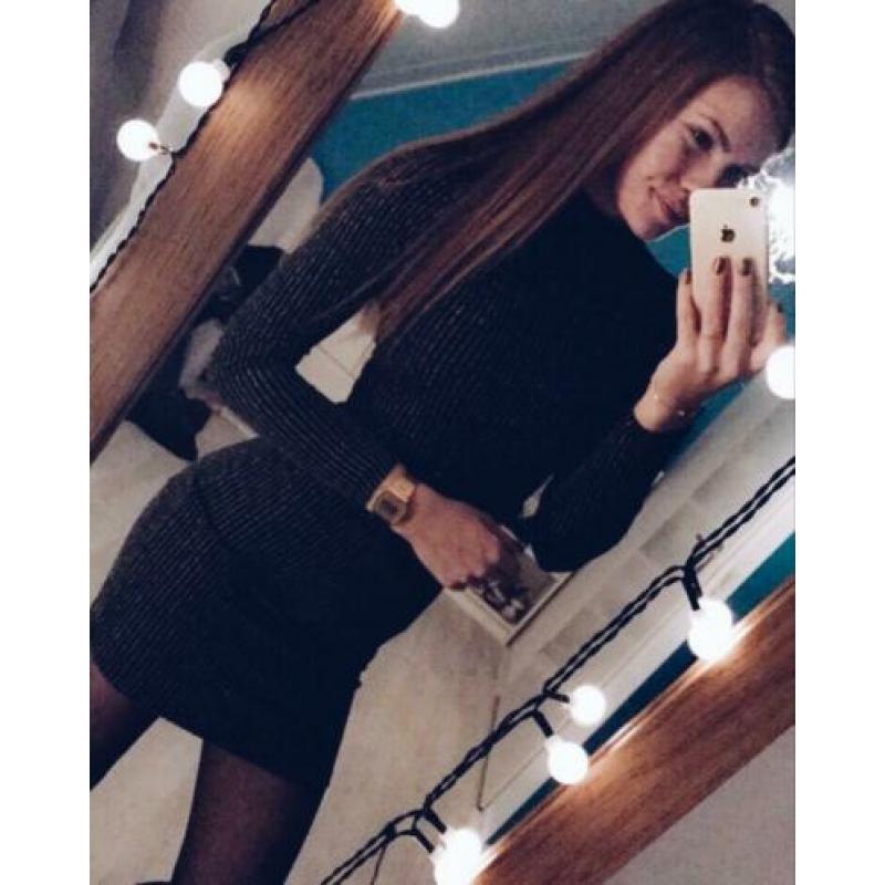 H&M zwarte glitter jurk maat XS