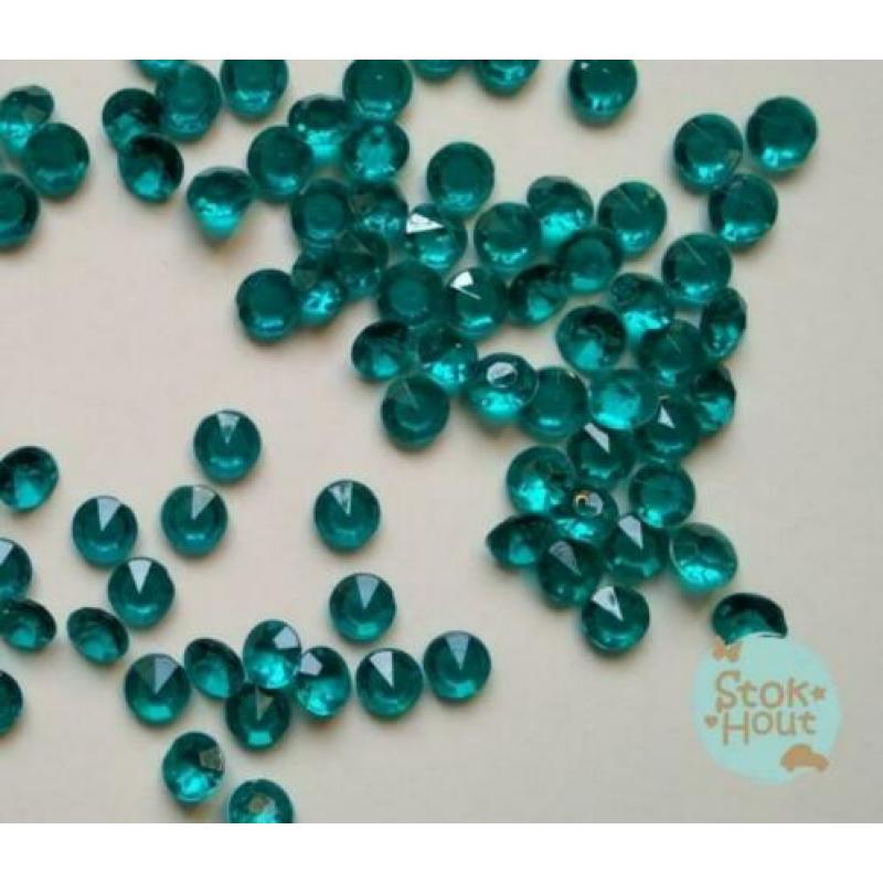 100x transparante Imitatie diamanten blauw | Stokhout 63