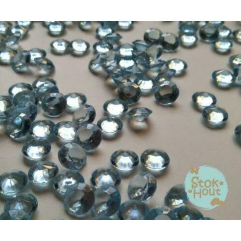 100x transparante Imitatie diamanten blauw | Stokhout 63