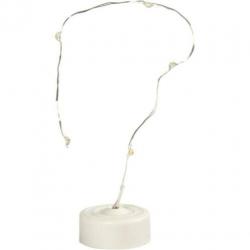 Stolp op houten voet Ø 8 cm & led lichtsnoer zilver lengte 2