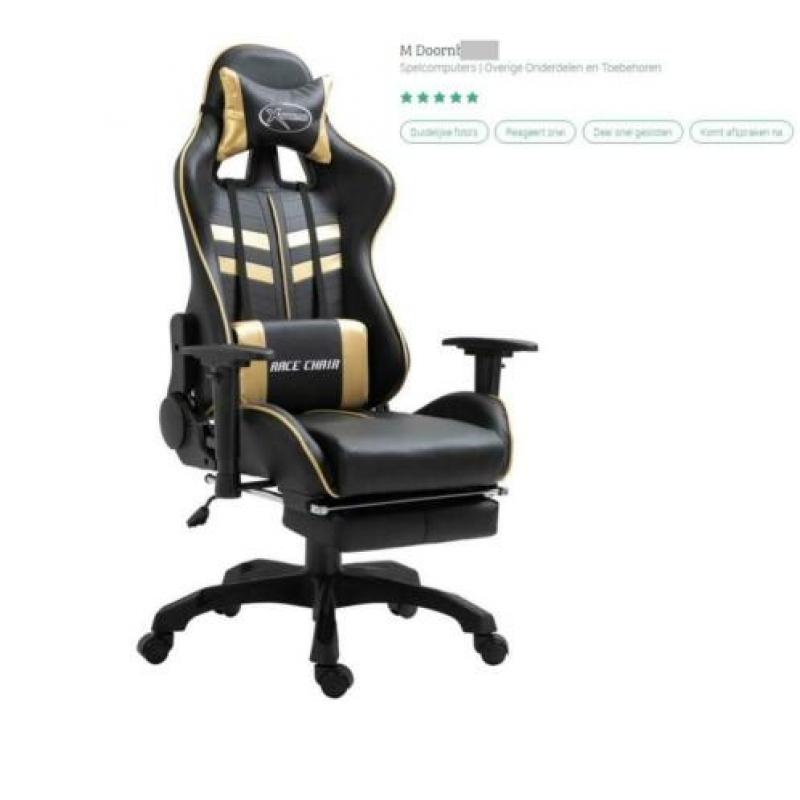 Nieuwe Gamestoel Xtreme goud ergonomisch model met voetenste