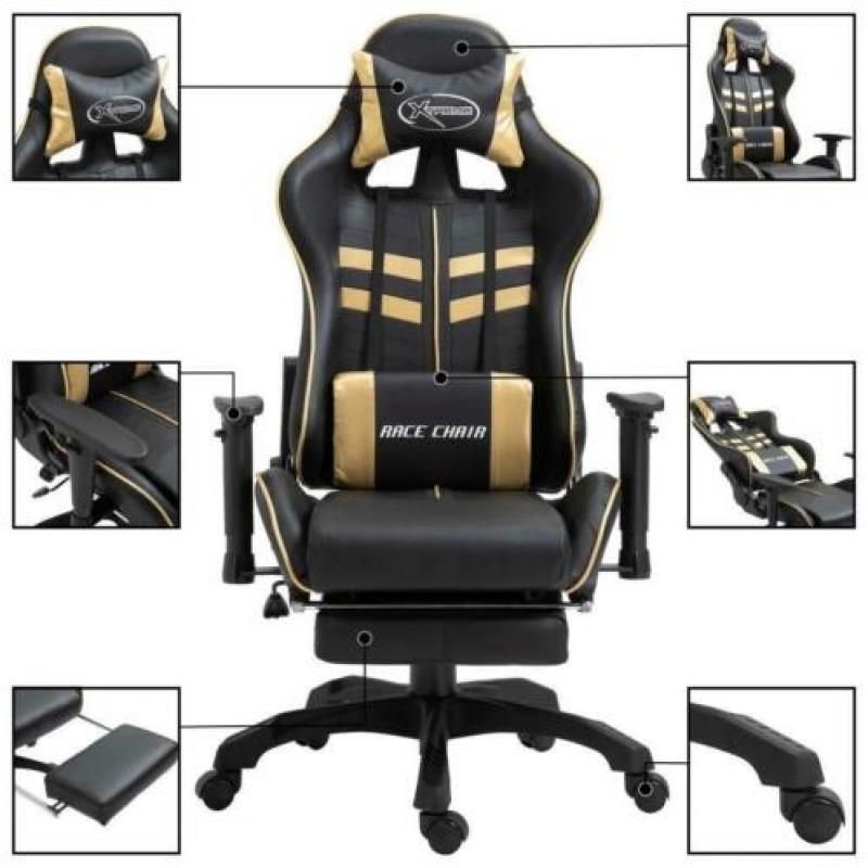 Nieuwe Gamestoel Xtreme goud ergonomisch model met voetenste