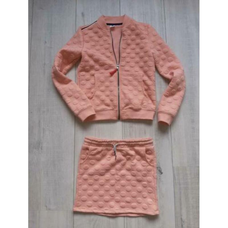Roze meisjes set jas, trui en rokje maat 158-164