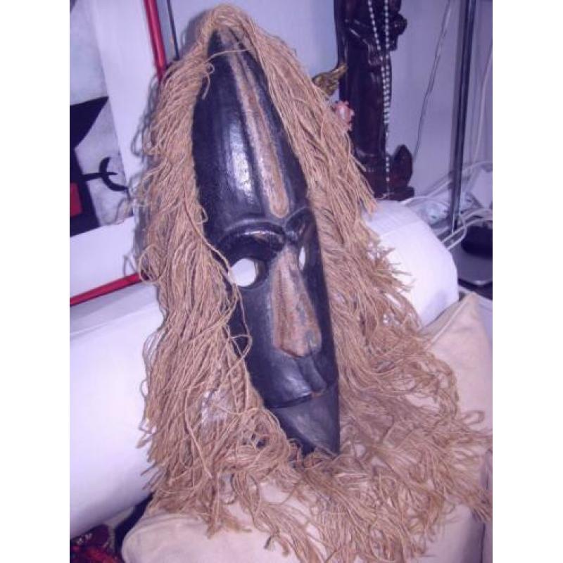 Mooi met sisal bewerkt afrikaans masker 54 cm
