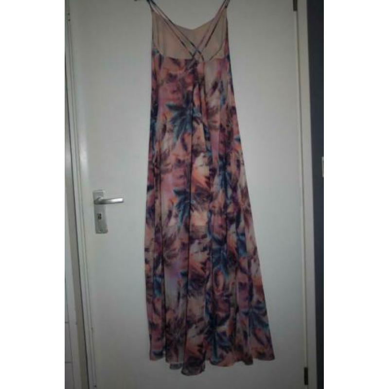Atmosphere jurk lang bloem paars blauw roze ibiza mt 44