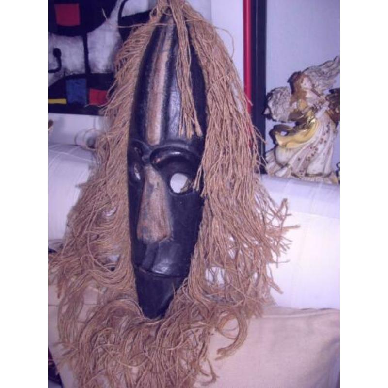 Mooi met sisal bewerkt afrikaans masker 54 cm