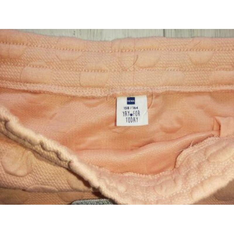 Roze meisjes set jas, trui en rokje maat 158-164