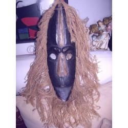 Mooi met sisal bewerkt afrikaans masker 54 cm