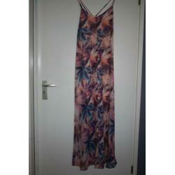 Atmosphere jurk lang bloem paars blauw roze ibiza mt 44