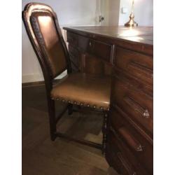 Engels bureau + stoel + kast ANTIEK