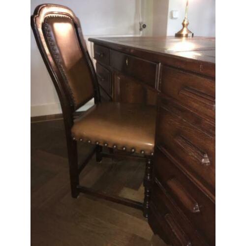 Engels bureau + stoel + kast ANTIEK
