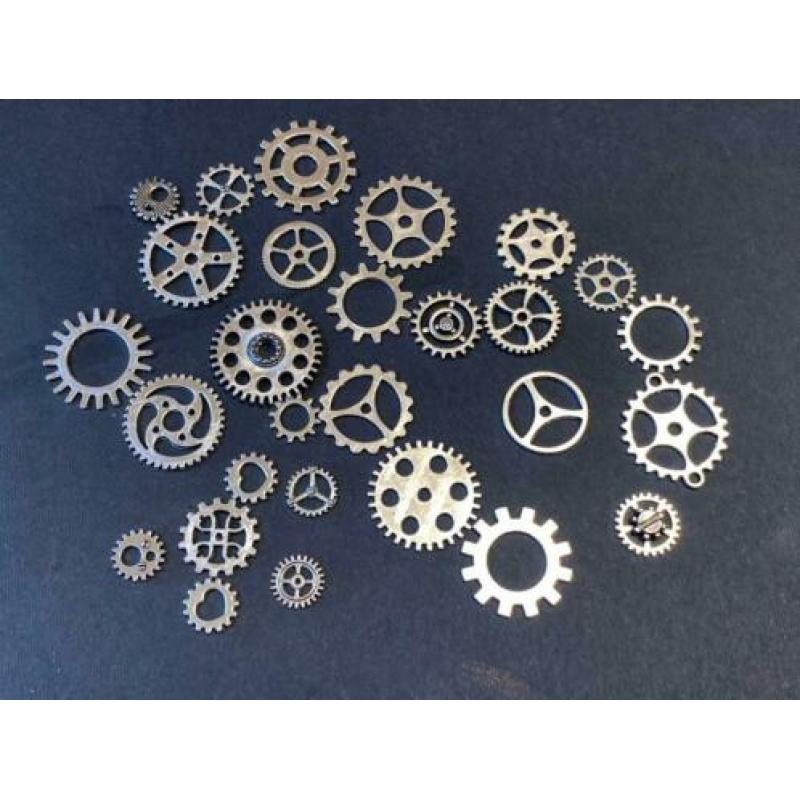 Set van 50 zilveren Steampunk radertjes €3,50