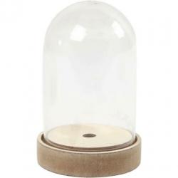 Stolp op houten voet Ø 8 cm & led lichtsnoer zilver lengte 2