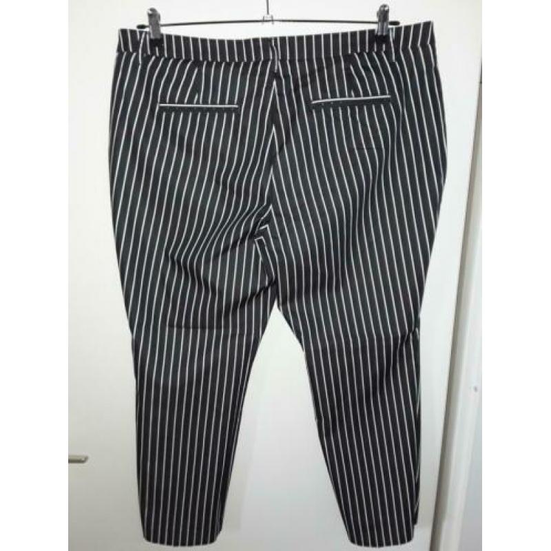 Diep donkerblauwe krijtstreep enkellange broek 46 stretch