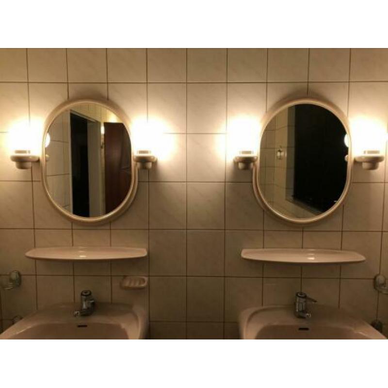 Vintage 80‘s 2 x badkamerspiegel met verlichting