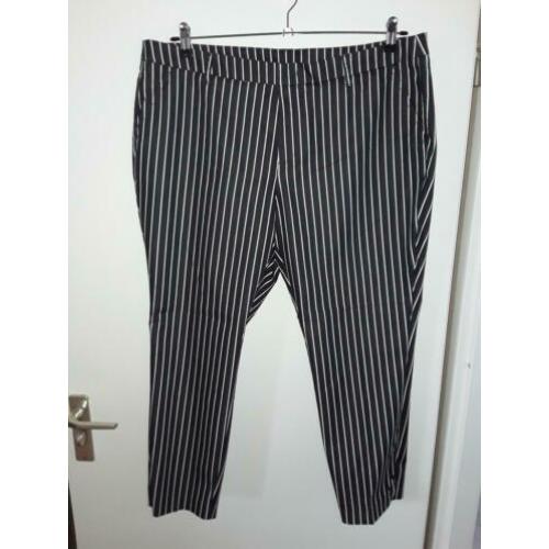 Diep donkerblauwe krijtstreep enkellange broek 46 stretch
