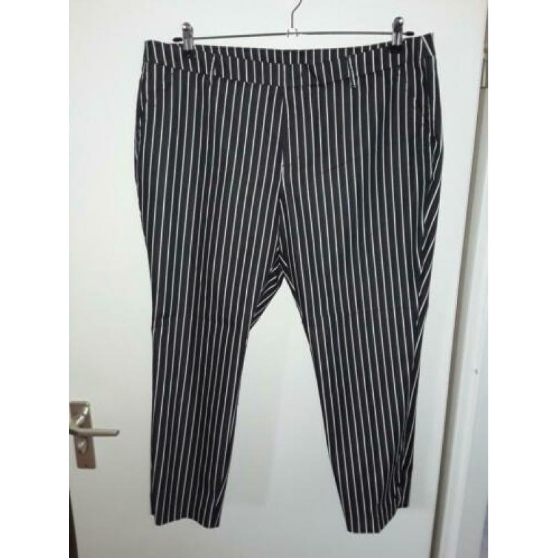 Diep donkerblauwe krijtstreep enkellange broek 46 stretch