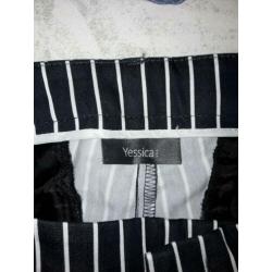 Diep donkerblauwe krijtstreep enkellange broek 46 stretch