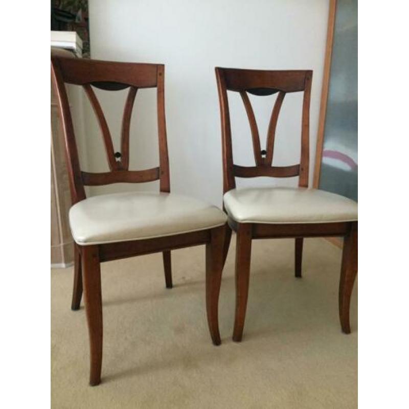 Leren stoelen eiken houten stoelen 4 stuks
