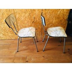 Vintage Retro Stoelen 2 metaal/marmer print.