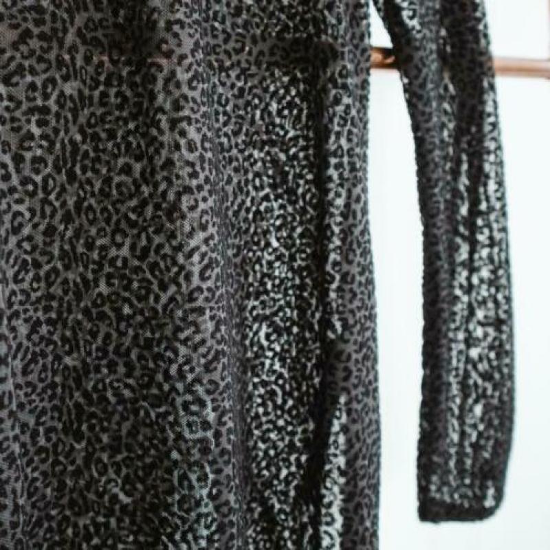 Pieces leopard print kol top - sheer doorzichtig Maat M
