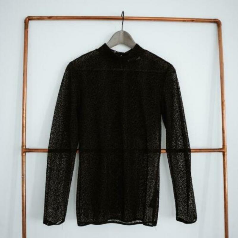 Pieces leopard print kol top - sheer doorzichtig Maat M