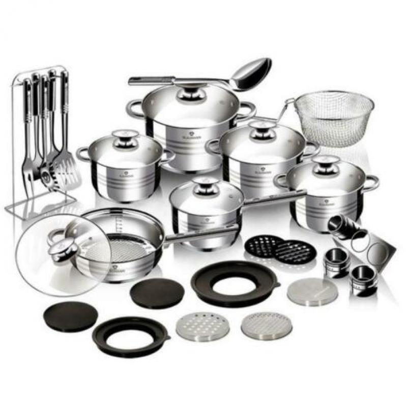 Luxury Blaumann 32-Piece Stainless Steel Cookware Set