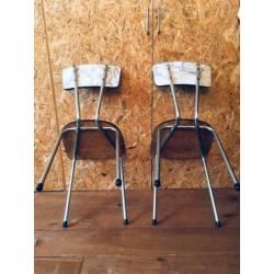 Vintage Retro Stoelen 2 metaal/marmer print.