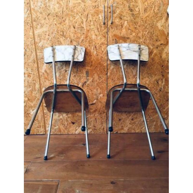 Vintage Retro Stoelen 2 metaal/marmer print.