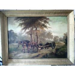 pracht oud schilderij met paarden, R. van Staveren