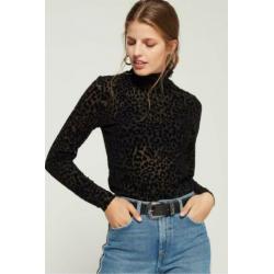 Pieces leopard print kol top - sheer doorzichtig Maat M